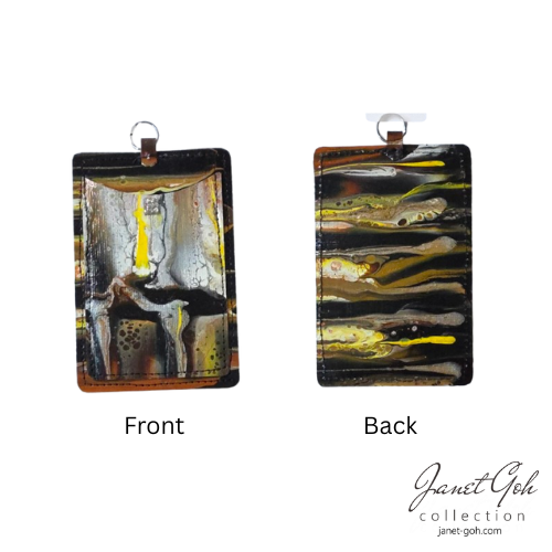 Acrylic Pour Painted Card Holder Tag - 7cm x 11cm