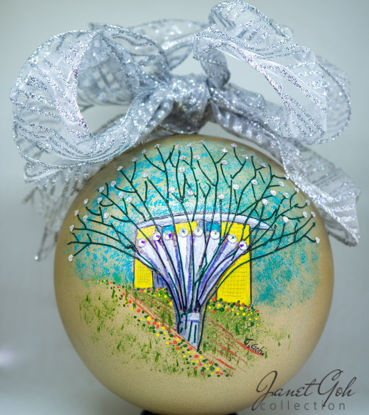 Picture of 6" dia Hand painted Glass Ball - Gardens by the Bay - Singapore series Christmas Tree Ornament (SOLD)