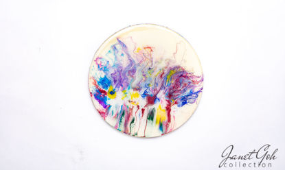 Picture of SOLD - 10-inch Round - Iris Abstract - Acrylic Pour Painting