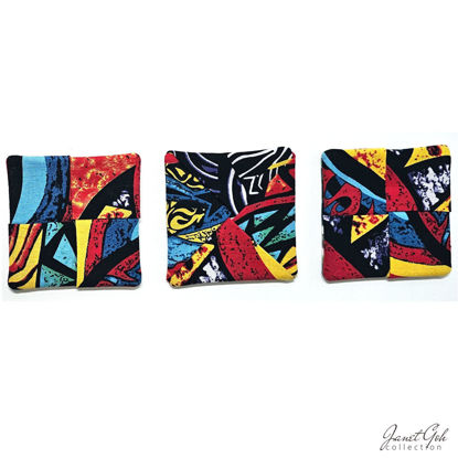 Picture of GeoPatch Vibrance Coasters - Set of 3 - 5" x 5"