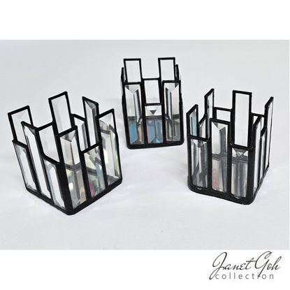 Picture of Bevel Glass Candle Holder - 2.5" x 2.5" x 3" - sold individually