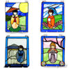 Picture of Stained Glass Panel - 4 Seasons Japanese Girl - 4 designs available (sold separately) - 8.5" x 11.5"