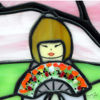 Picture of Stained Glass Panel - 4 Seasons Japanese Girl - 4 designs available (sold separately) - 8.5" x 11.5"