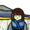 Picture of Stained Glass Panel - 4 Seasons Japanese Girl - 4 designs available (sold separately) - 8.5" x 11.5"