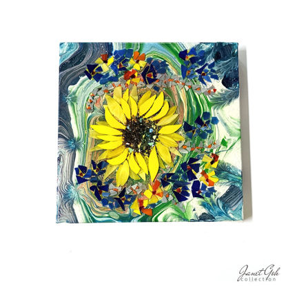 Picture of Sunflower Bloom: Fusion of Fluidity and Mosaic - 11.5" square