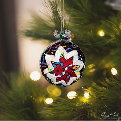 Picture of Quilted Fabric Christmas Ornament - 4" dia - No. 2