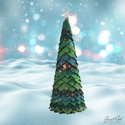 Picture of Starlight Echos - Fabric Christmas Tree - 39.5cm (h) x 15.2cm (dia) - Green - No. 7