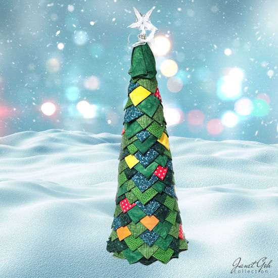 Picture of Starlight Echos - Fabric Christmas Tree - 39.5cm (h) x 15.2cm (dia) - Green No. 2